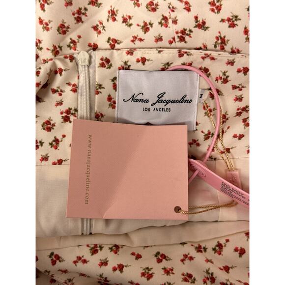 New Nana Jacqueline Dress Medium Womens Floral Satin Micro Mini Smock Sleeve - Picture 7 of 8